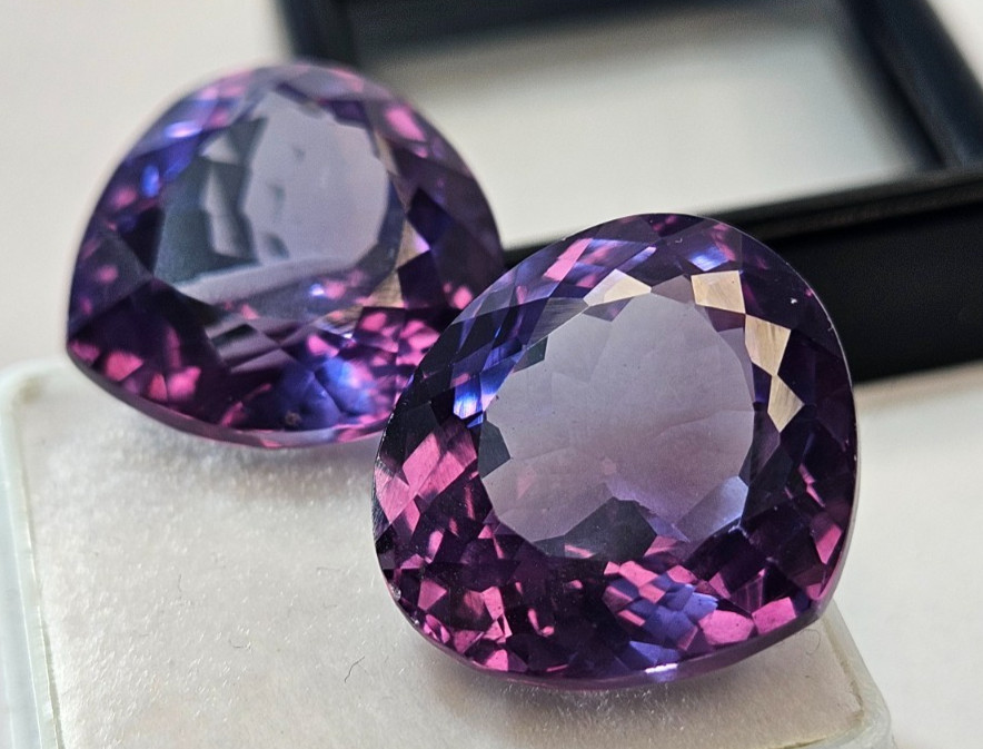 Colour Change 40+ Ct Alexandrite Pear Cut Natural Pair Loose Gemstone