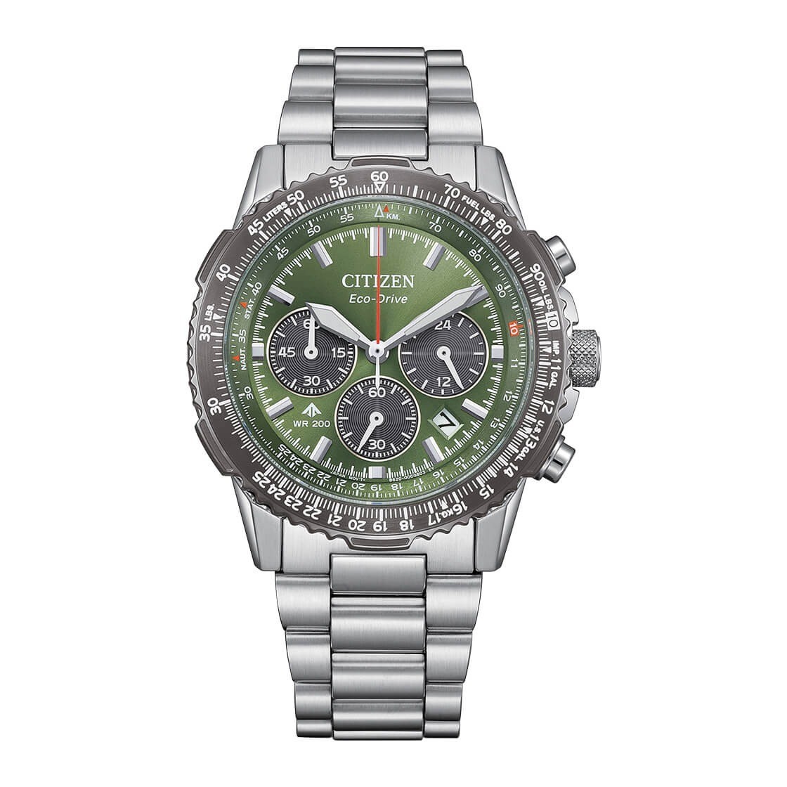Citizen Promaster Navihawk CA4664-60W Eco-Drive Chrono Green Dial 40mm Watch