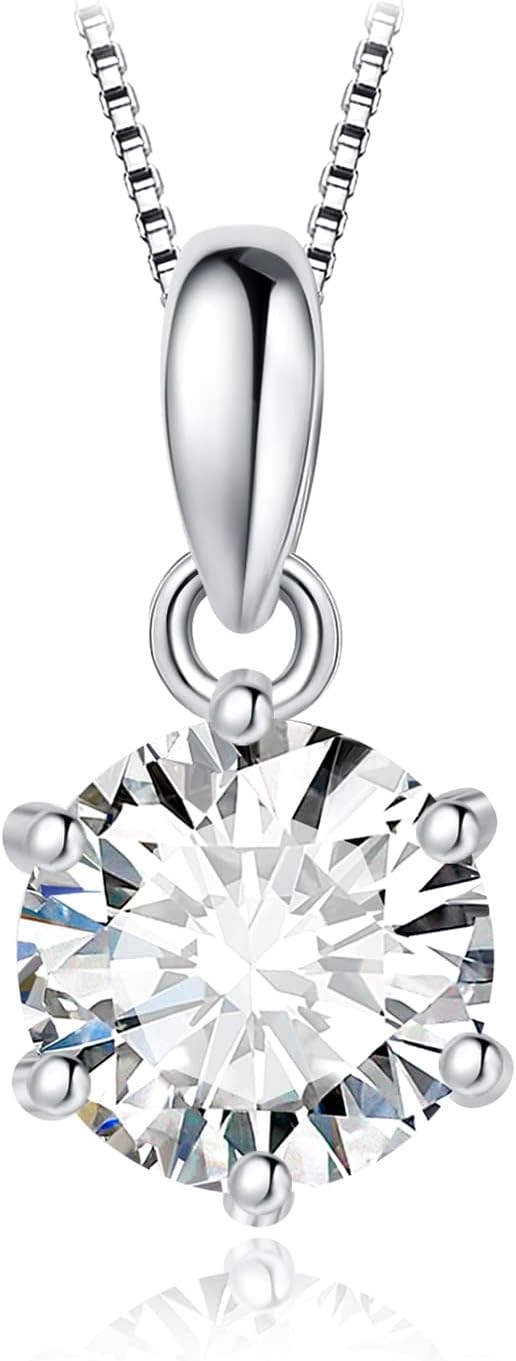 JewelryPalace Round 1ct 2ct 3ct Cubic Zirconia A-1ct-CZ-Sterling Silver