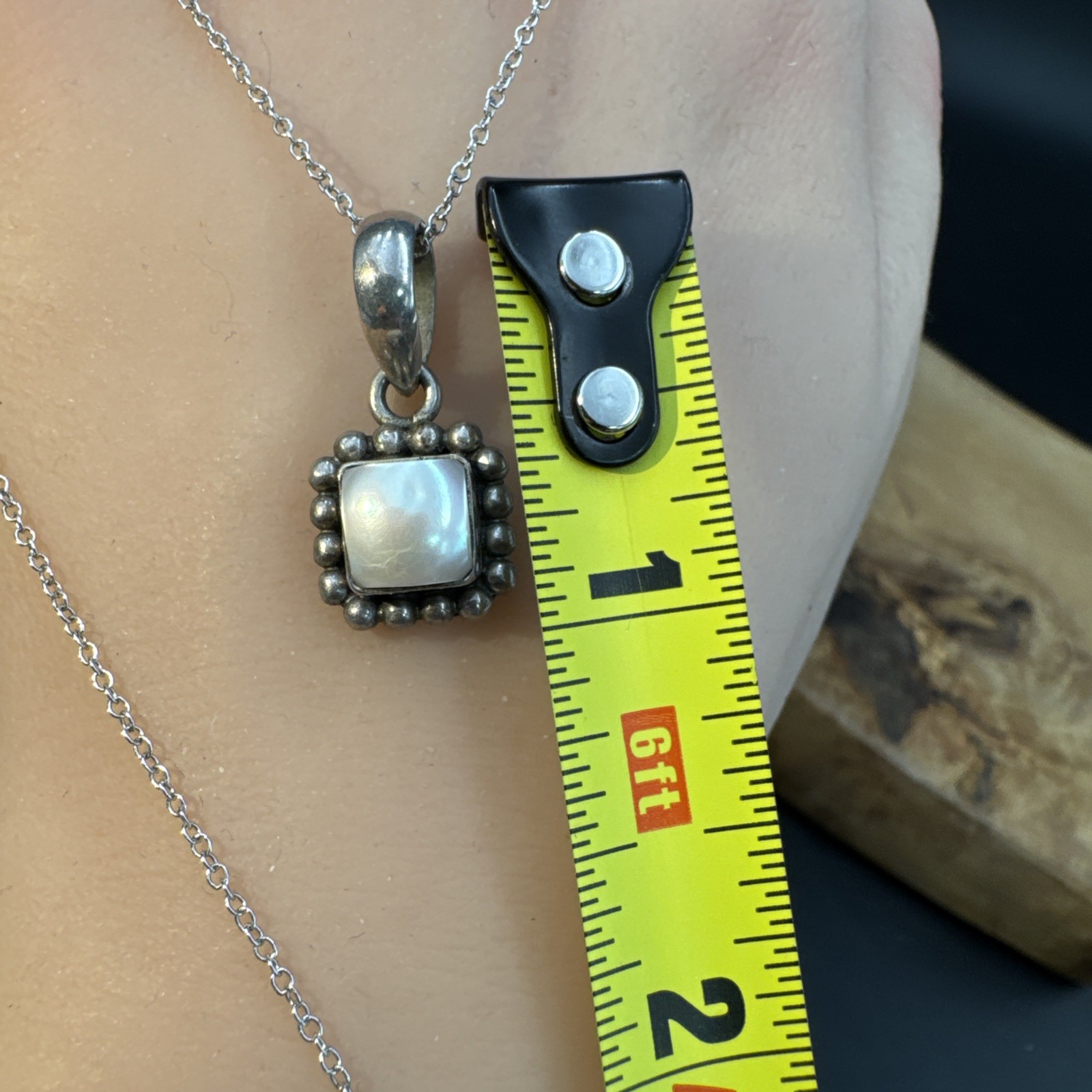 Silpada 925 Sterling Silver Pearl Button Frame Square Earrings Pendant Necklace