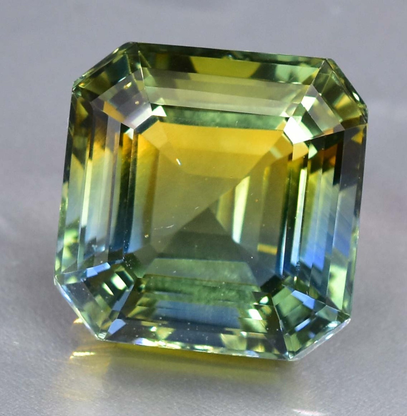 10 Ct Natural Yellow Blue Bi-Color Parti Sapphire CERTIFIED Gemstone Asscher