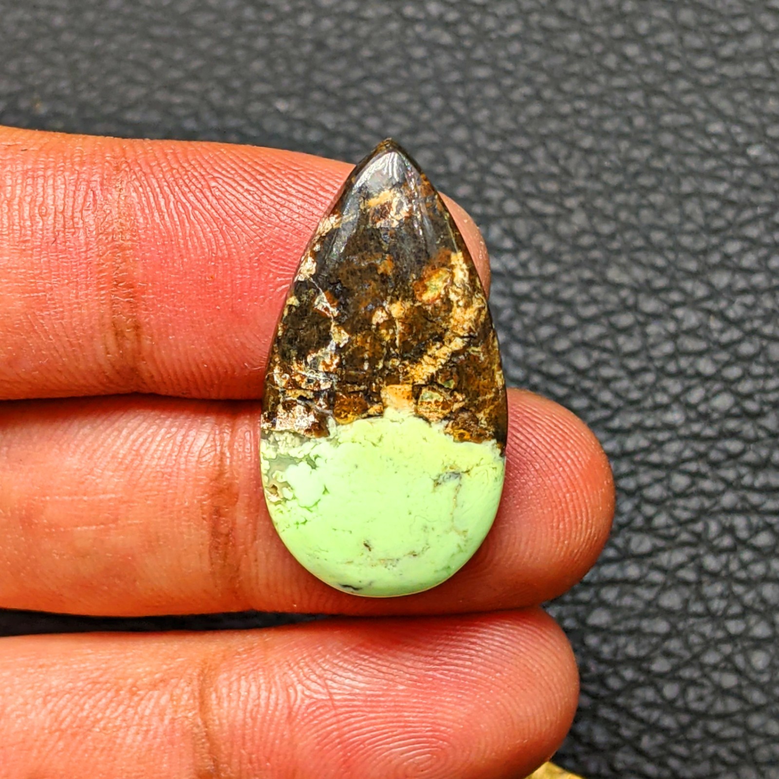 100% Natural Lemon Chrysoprase Pear Shape Cabochon Loose Gemstone 27x14mm