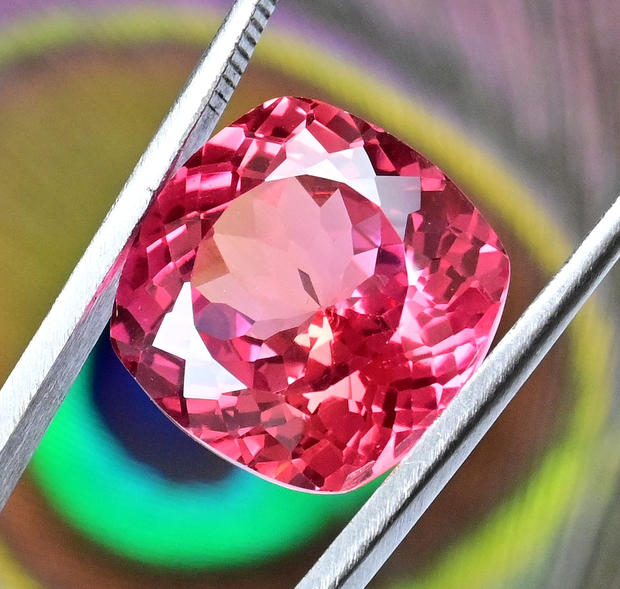 25.60 Ct Natural Orange-Red Spinel Cushion Certified Flawless Rare Gemstone