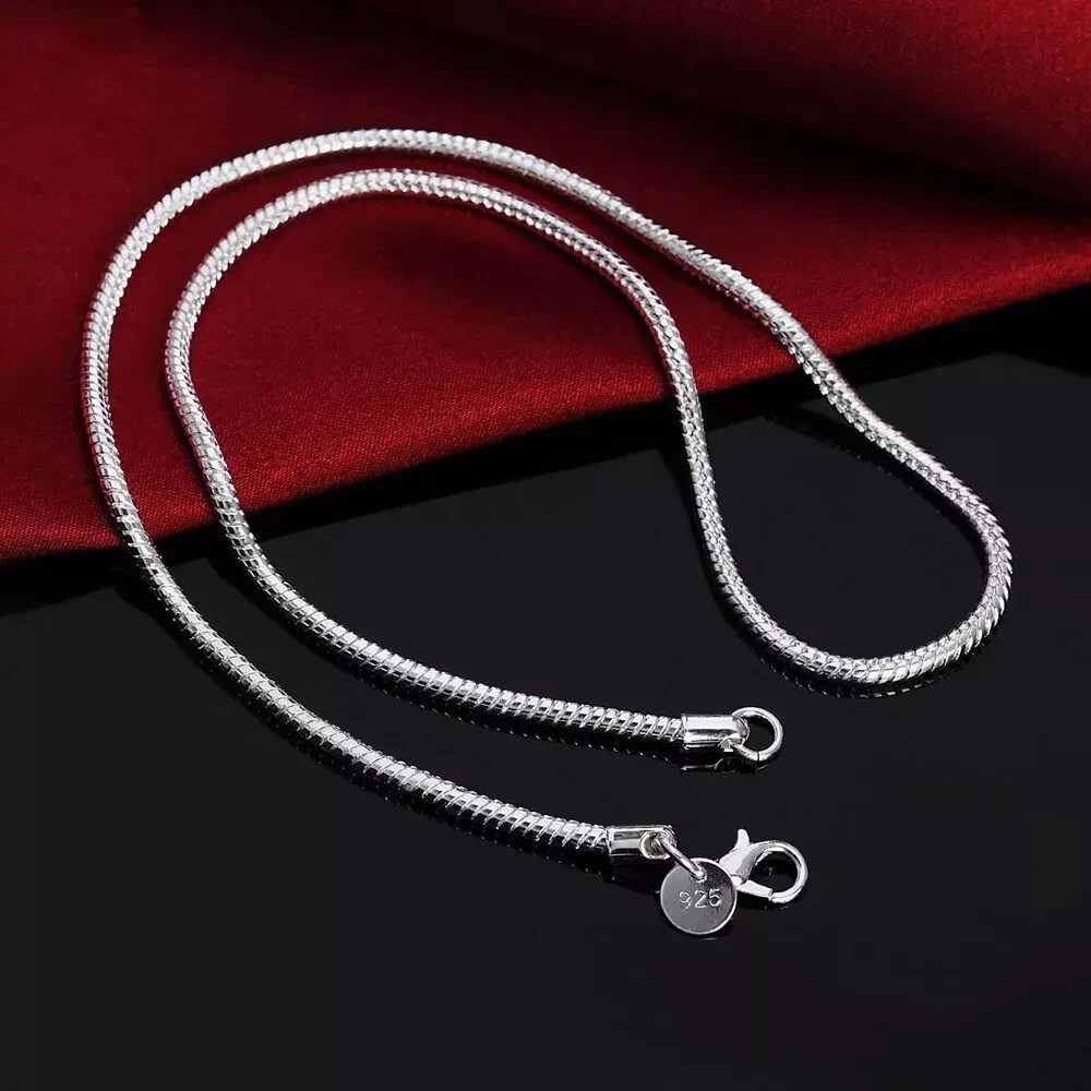 925 Sterling Silver Snake Chain Necklace 1MM 2MM 3MM Thin Dainty Chain 40-75CM
