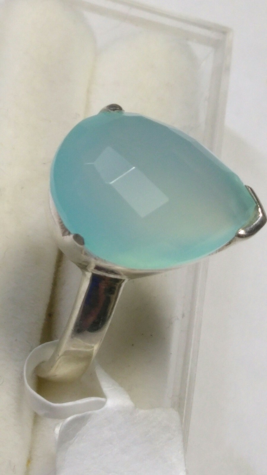 DREAMY SEA BLUE CHALCEDONY IN STERLING SILVER 925 RINGS SIZE 9.0-9.25,10.0-10.25