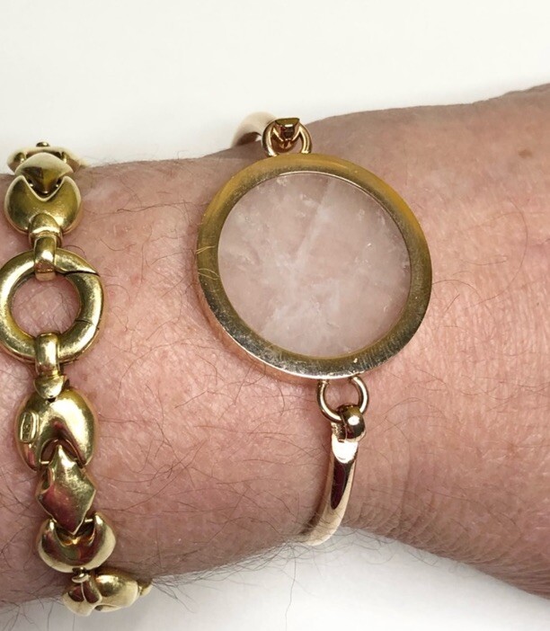 18k Gold Plated Sterling Silver Pink Resin Cuff Bracelet