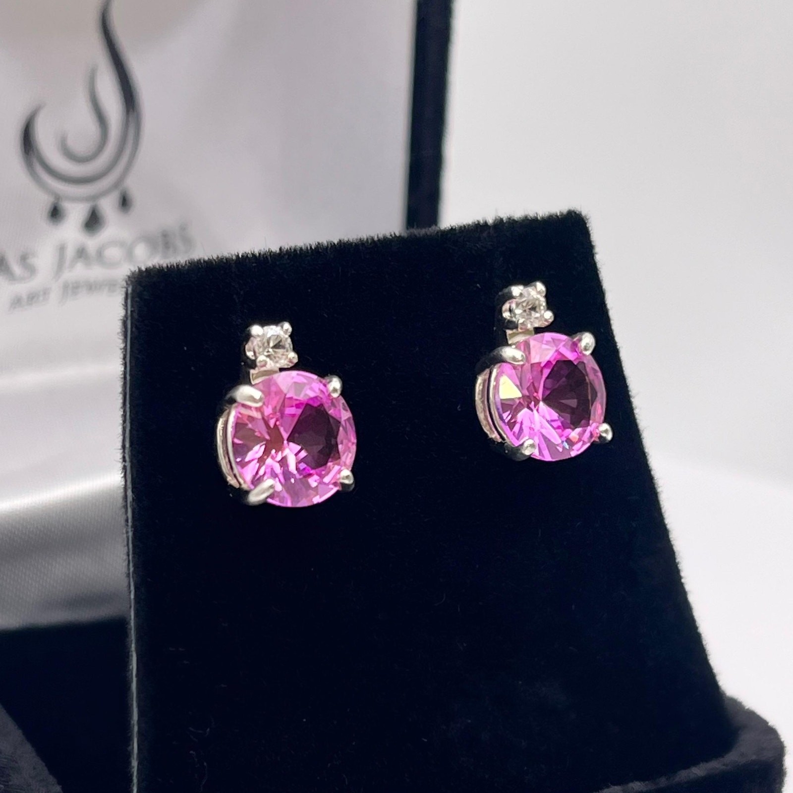 4ctw Brilliant Cut Pink Sapphire Earrings Stud Jewelry Gift September Birthstone