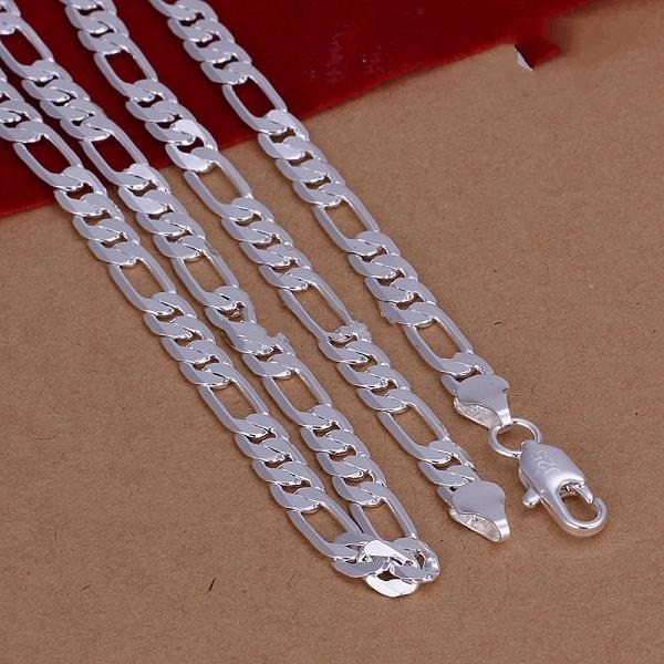 6MM X 20” Sterling Silver Layered /Filled (L/F) Figaro Flat Link Chain Necklace