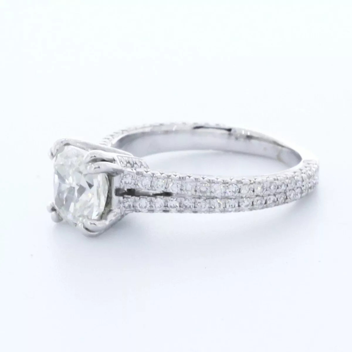 Side Stone Engagement Ring 14K Gold 2.56 Carat Cushion Lab-Grown Diamond G VS2