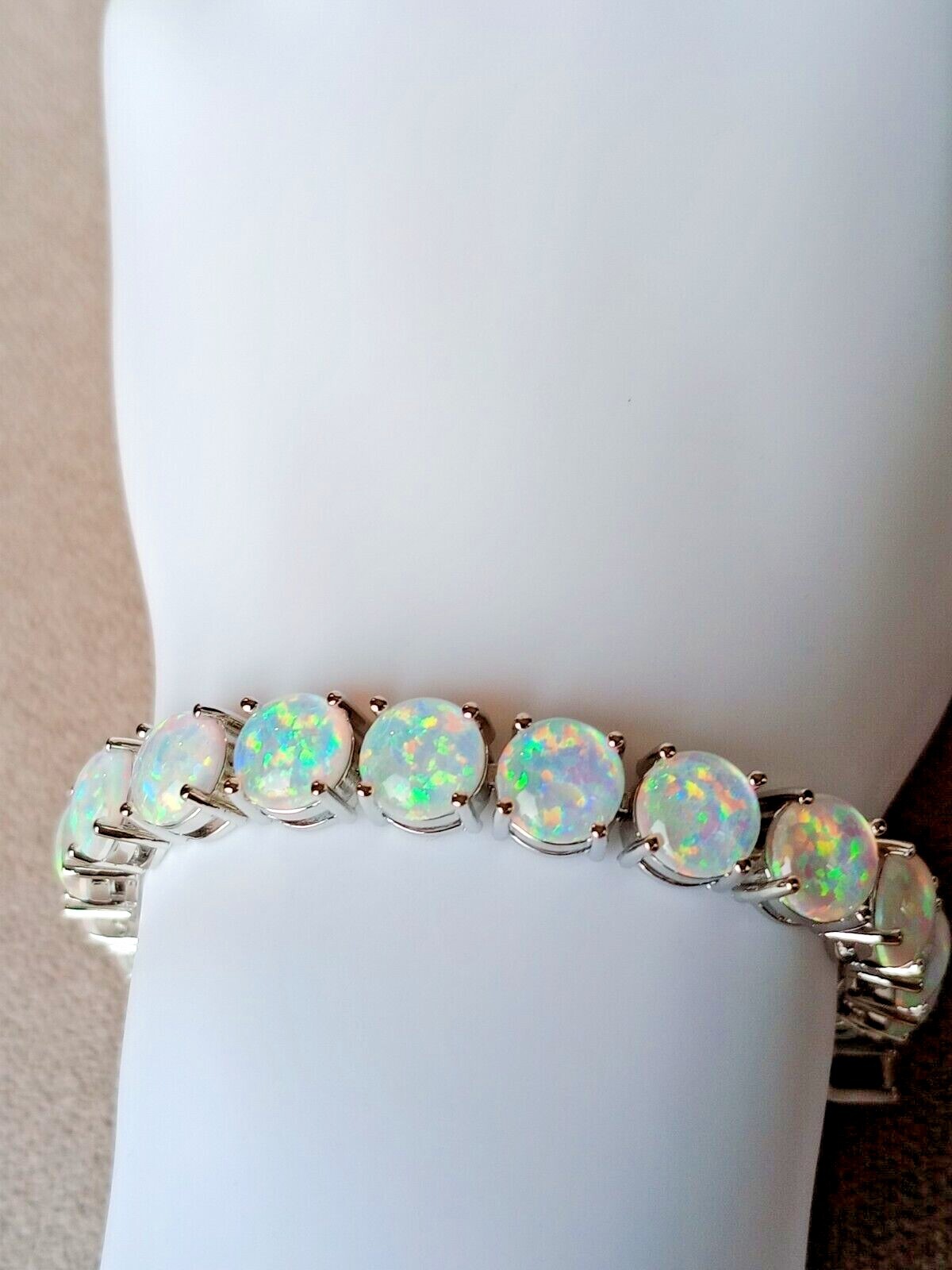 Gold Blue Opal Tennis Bracelet | Opal Bracelet | Opal | October Birthstone