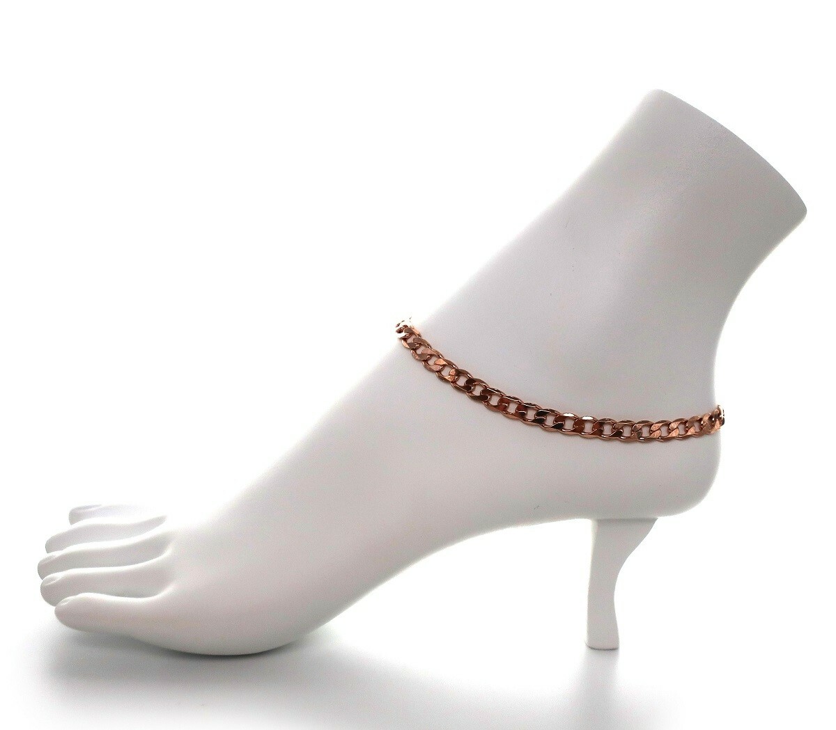 10″ Italian Cuban Link Quality Chain Anklet Bracelet 14K Pink Rose Gold Plated