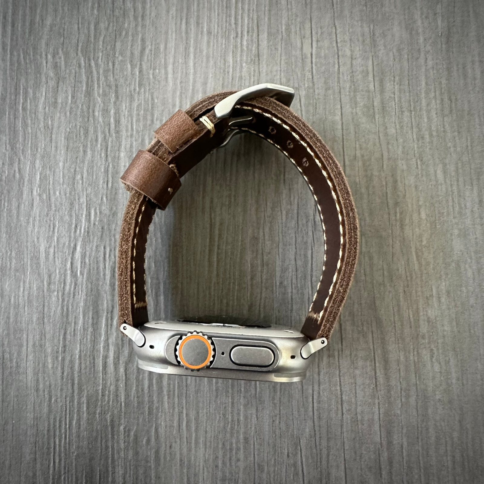 Dark Brown Leather Watch Strap Band For NEW Apple watch Ultra 1 2 49mm