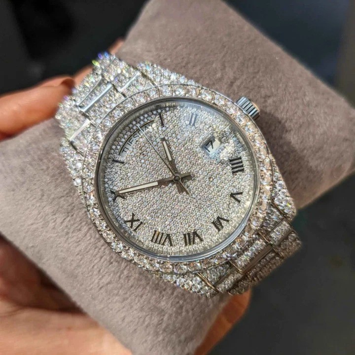 Moissanite Diamond Watch Rhodium Steel Automatic Men Luxury Timepiece