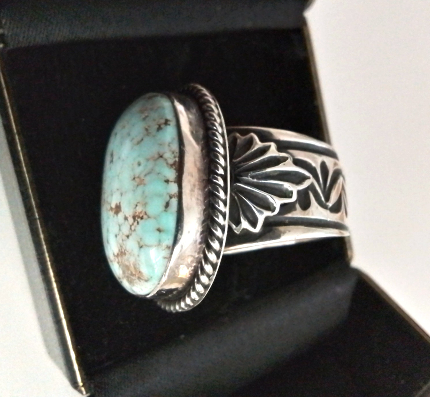 SUNSHINE REEVES Dry Creek Turquoise Sterling Silver Ring Size 11.5 Navajo