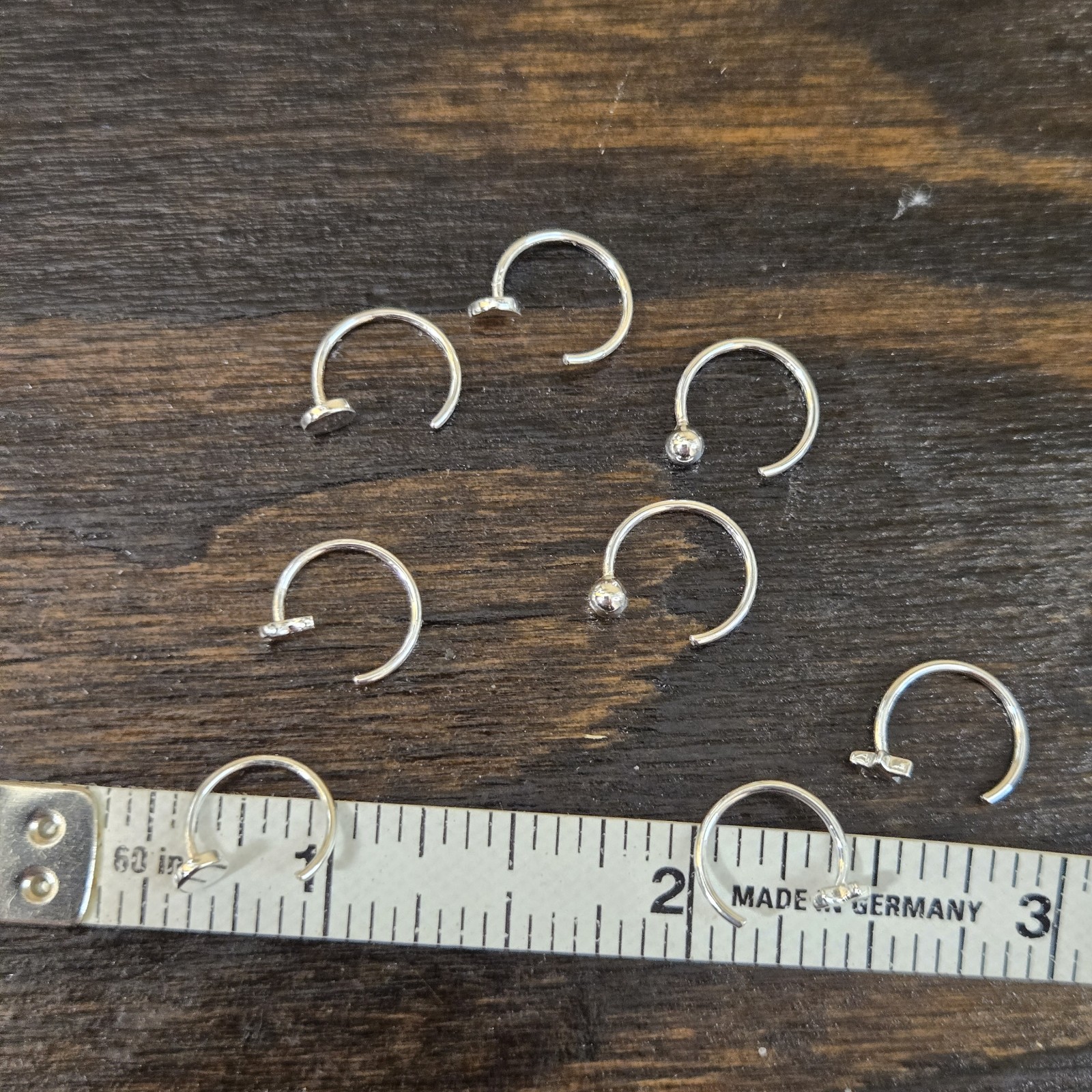 Open Huggie Hoop Earrings Threader Pull Through Ear hugger Silver plate 4 Pairs
