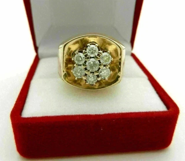 Men’s Ring 2.55 Ct Round Cut Moissanite 14K Yellow Gold Plated Silver