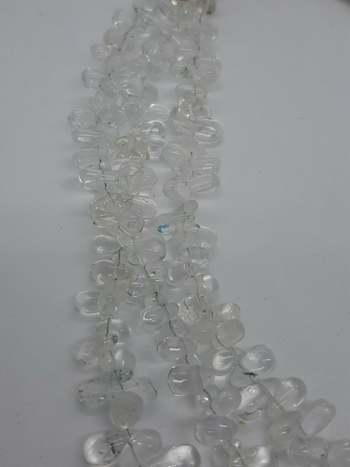 Raindrops of Light Triple Strand Necklace Rock Quartz Crystal Teardrop Beads