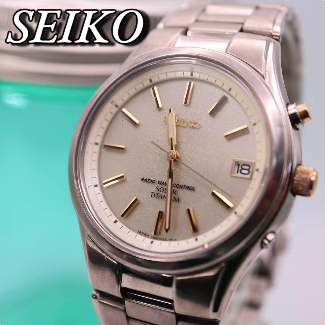 Rare SEIKO Radio Solar SPIRIT Titanium SBTM170 7B22-0AD0 Champagne Gold Watch