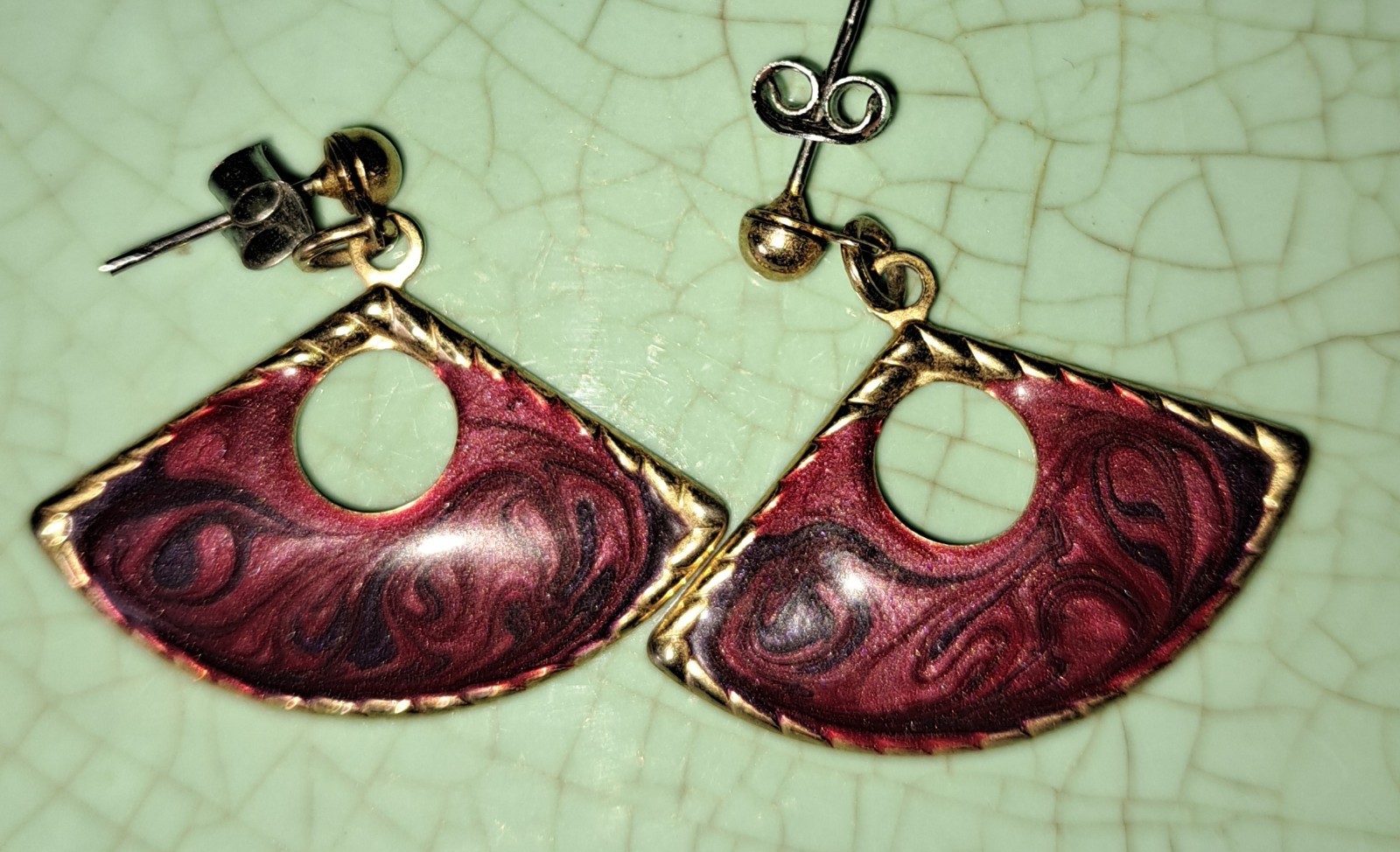 Vtg Cloisonne + Other Earrings Lot 10 Pairs Pierced Unicorns Shells Enamel