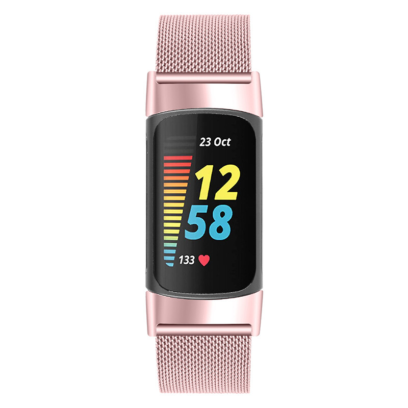 Stainless Steel Metal Milanese Mesh Buckle Band Strap For Fitbit Charge 6 5