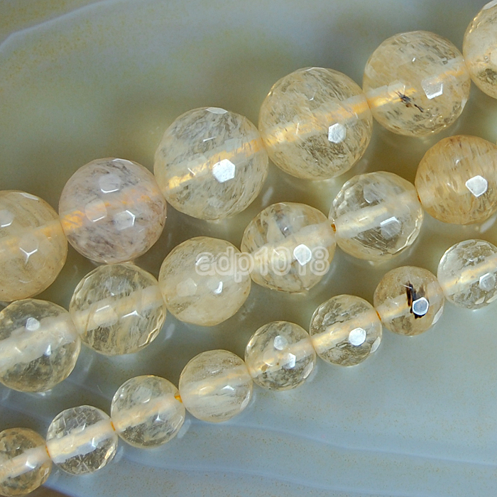 Faceted Golden Quartz Round Gemstone Loose Beads 15″ 4mm 6mm 8mm 10mm