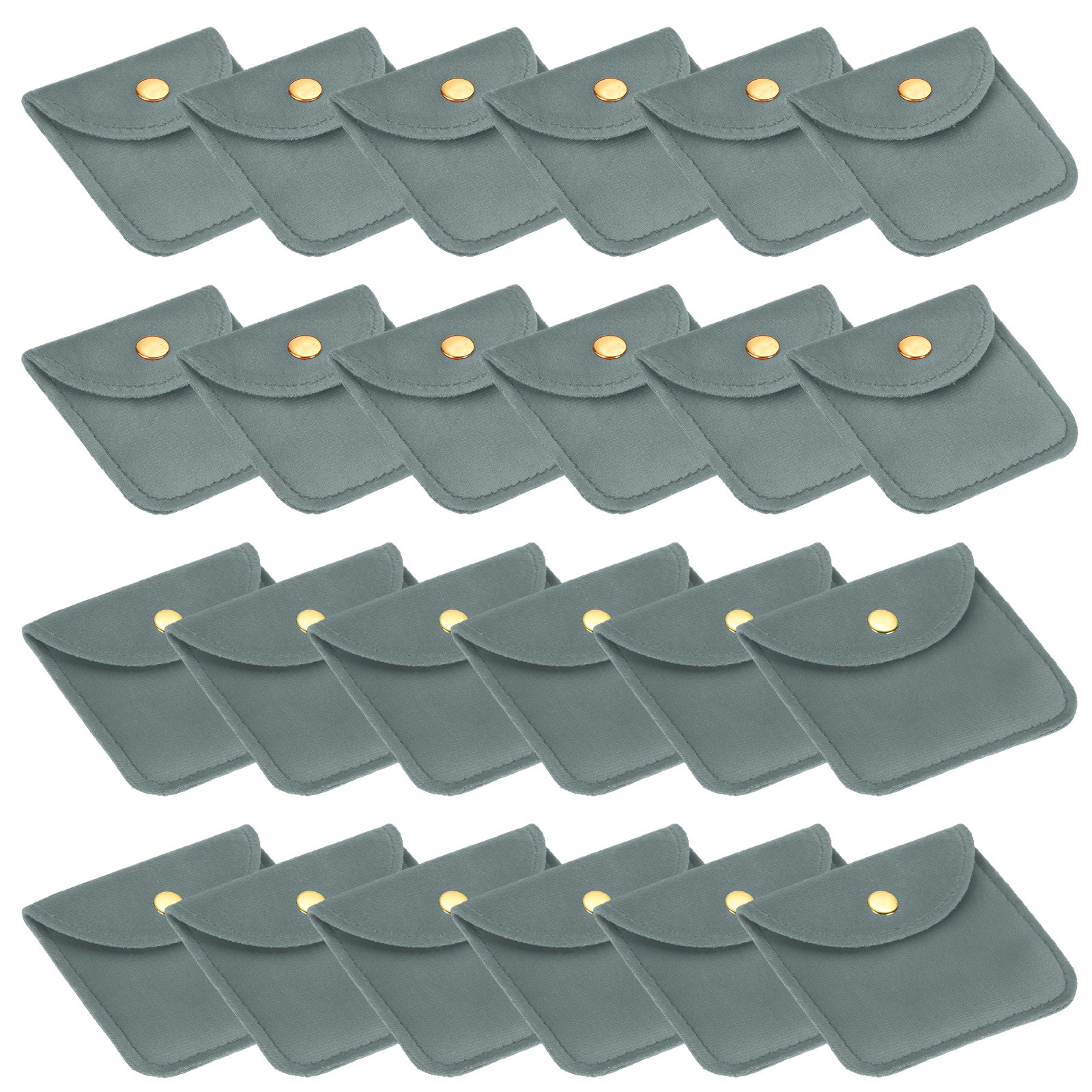 6 Pcs Velvet Jewelry Pouches Gift Bag with Snap Button (2″x2″/3″x3″) Gray