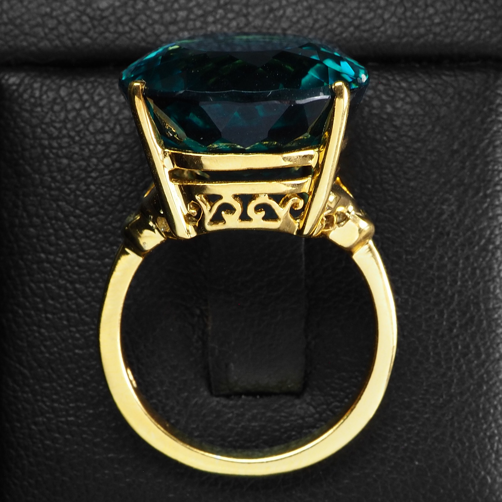 24K Gold 925 Sterling Silver Rings Dazzling Indicolite Green Tourmaline 19.35Ct