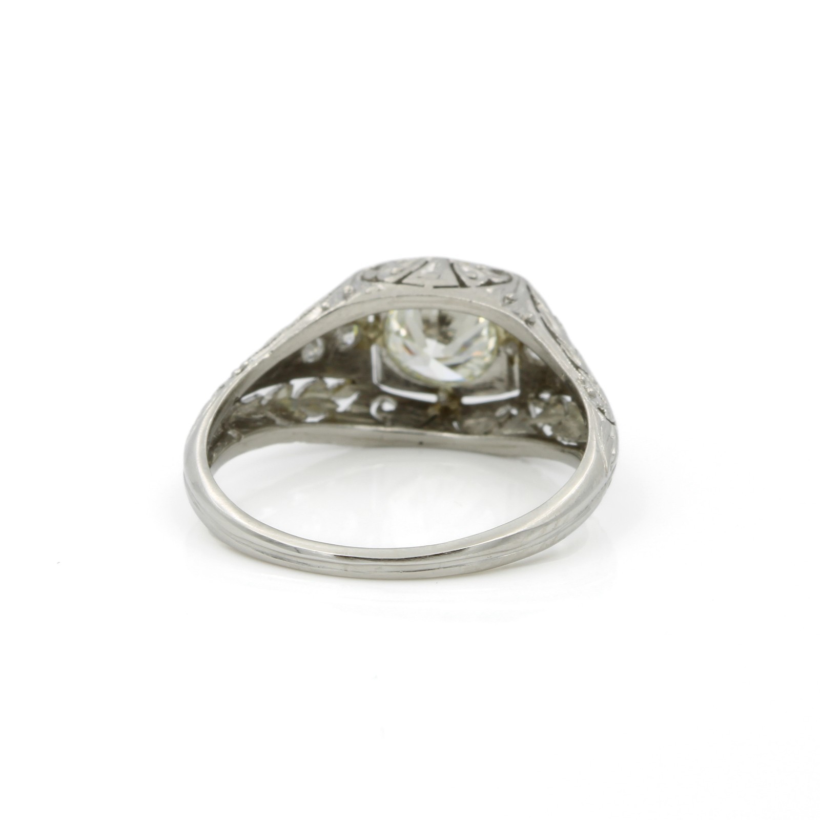 Art Deco Die Struck 950 Platinum .80ctw Diamond Sz 6.25 ring #E170399-1