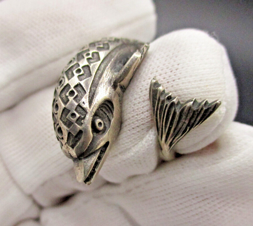 Silver Ring FISH 925 Sterling Designer Handmade Master Hallmarked RG 53