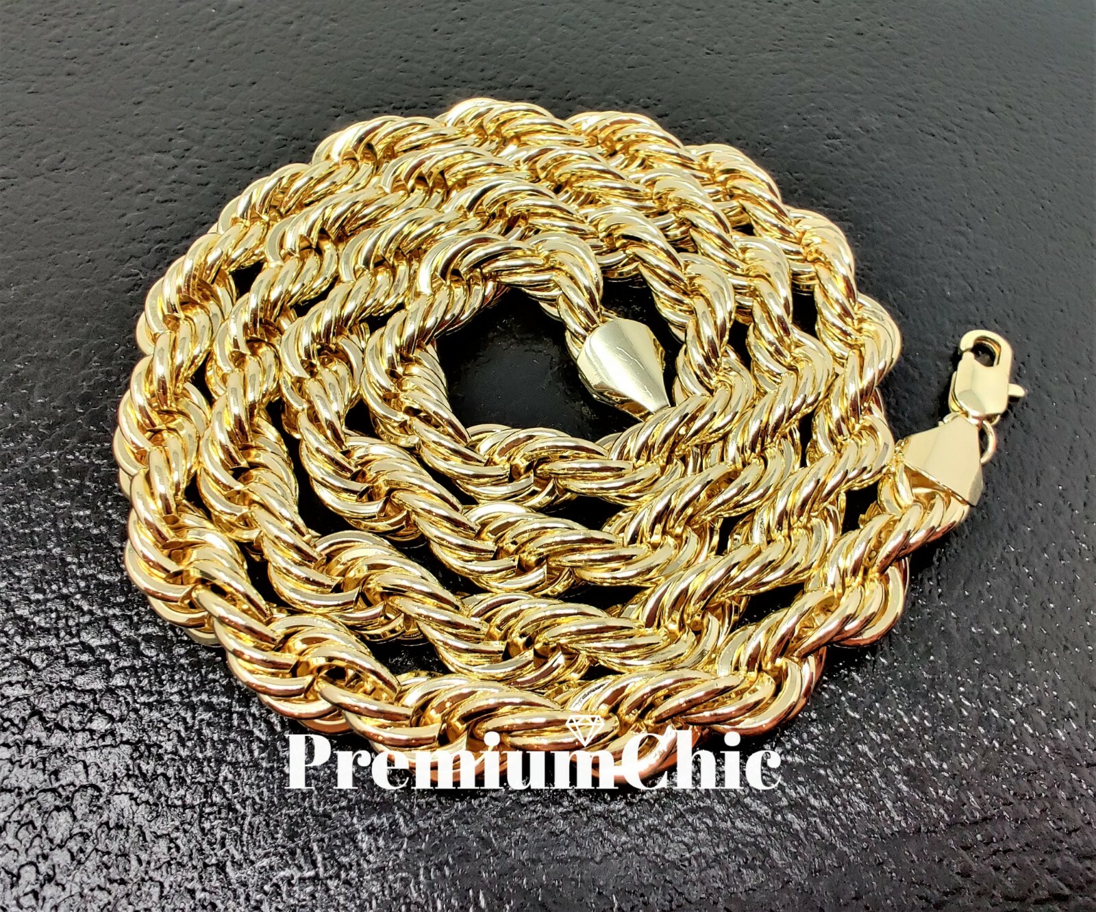 Rope Chain Necklace 3mm to 10mm 16″ to 30″ 14K Gold Plated Mens Hip Hop Jewelry