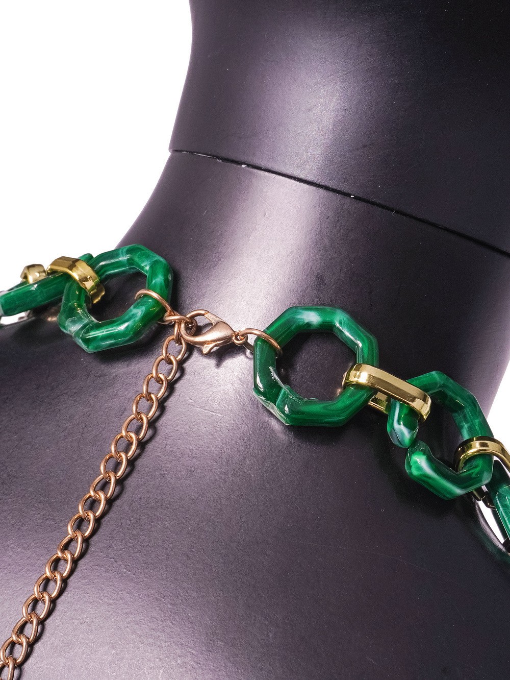 Hot Women Green Chest Rhinestone Vest Luxury Circle Body Chain Street Party