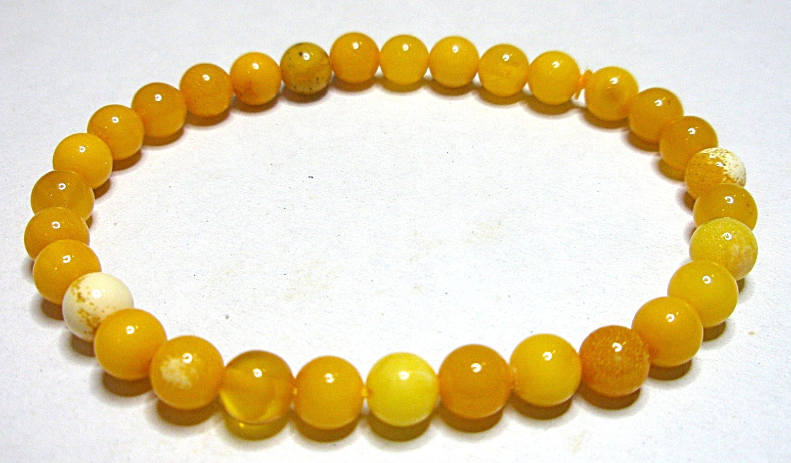 Baltic Amber Bracelet Round Beads 5 mm Egg Yolk Butterscotch Polished 16 cm