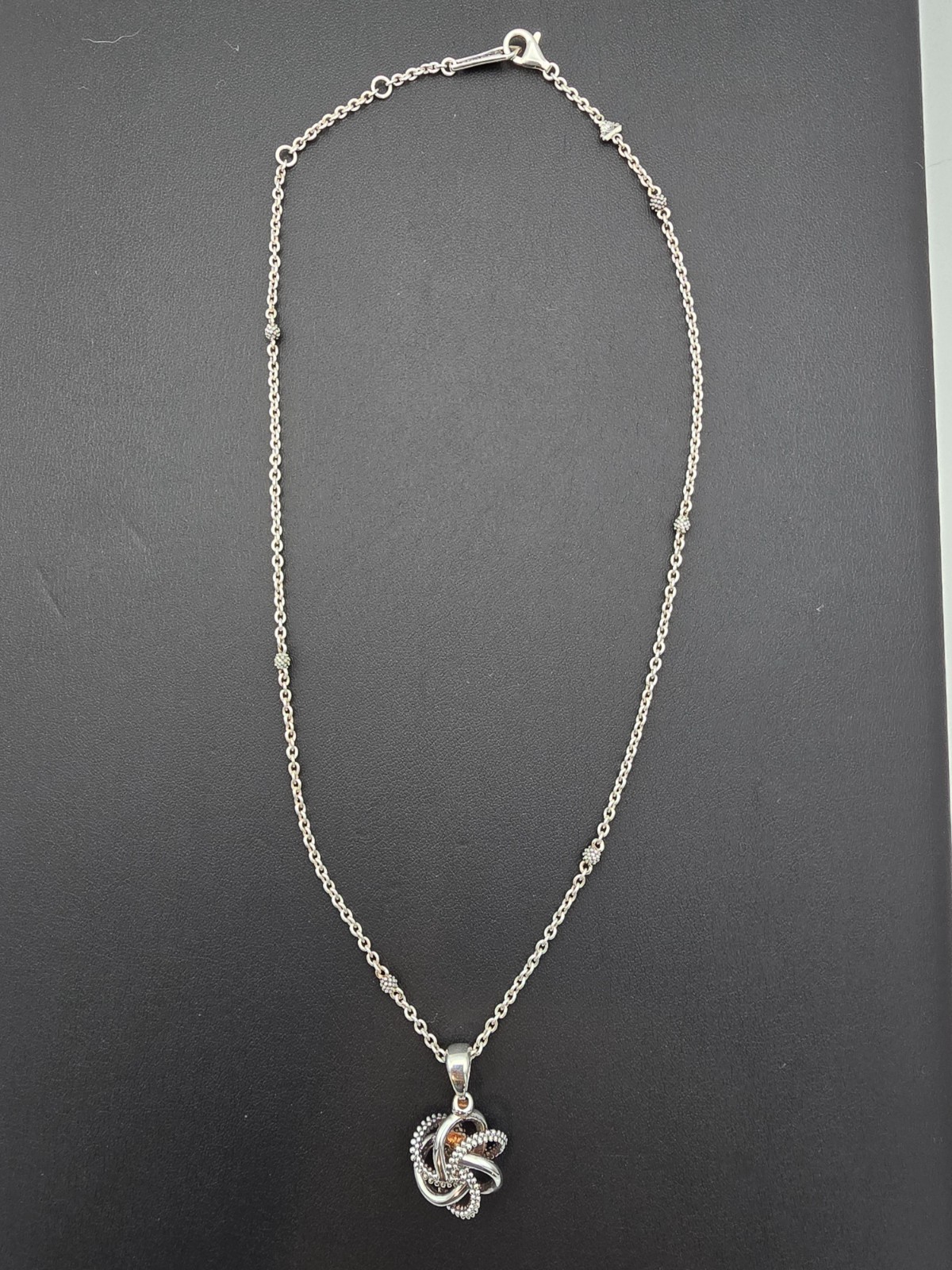 LAGOS Caviar Love Knot Sterling Silver Necklace 18″
