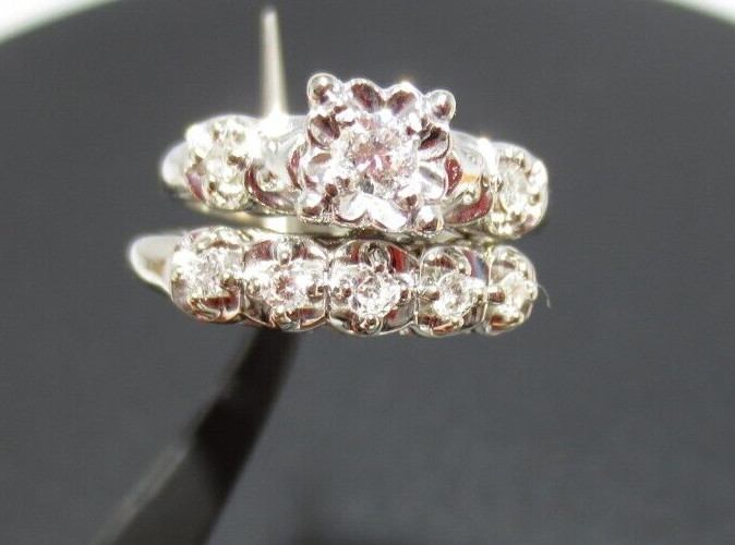 14K WG ROUND DIAMOND BRIDAL SET .25 tcw SZ 5 (A18305-1, 4.90 grams)