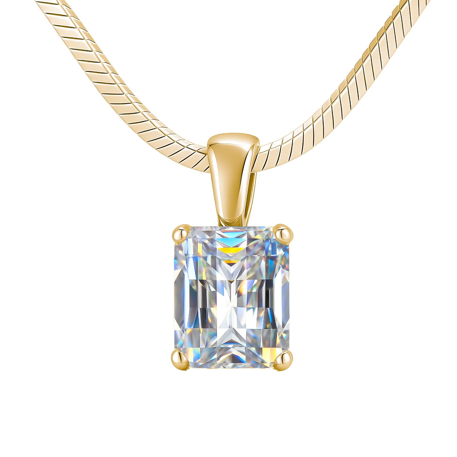 Moissanite Pixel Cut Necklace 4ct – 925 Silver – Clear/Champagne – Limited Edition