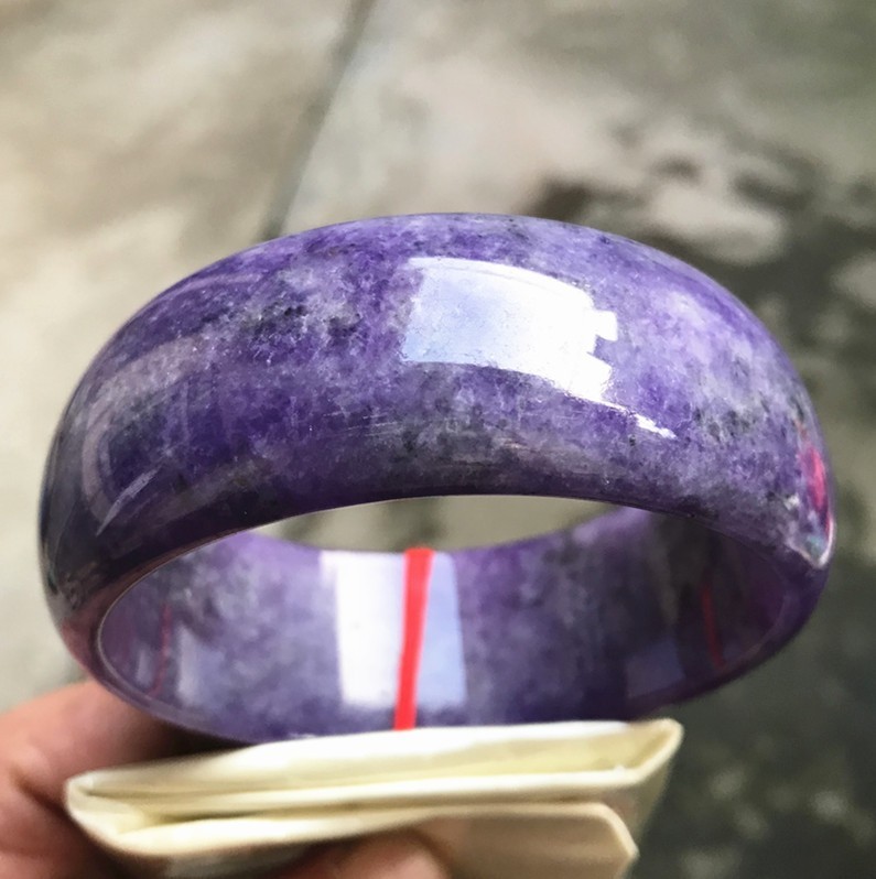 69MM Ancient Natural Lavender Jadeite Jade Bracelet Burma Jadeite Big Bangle