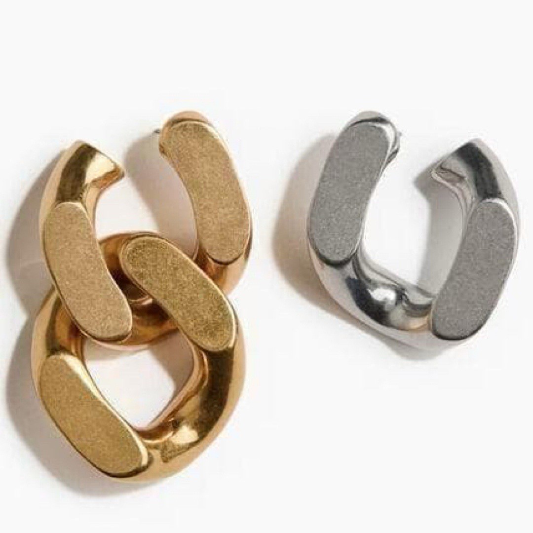 Stella McCartney x H&M Mixed Metal Asymmetrical Chunky Chain Hoop Earrings NWT