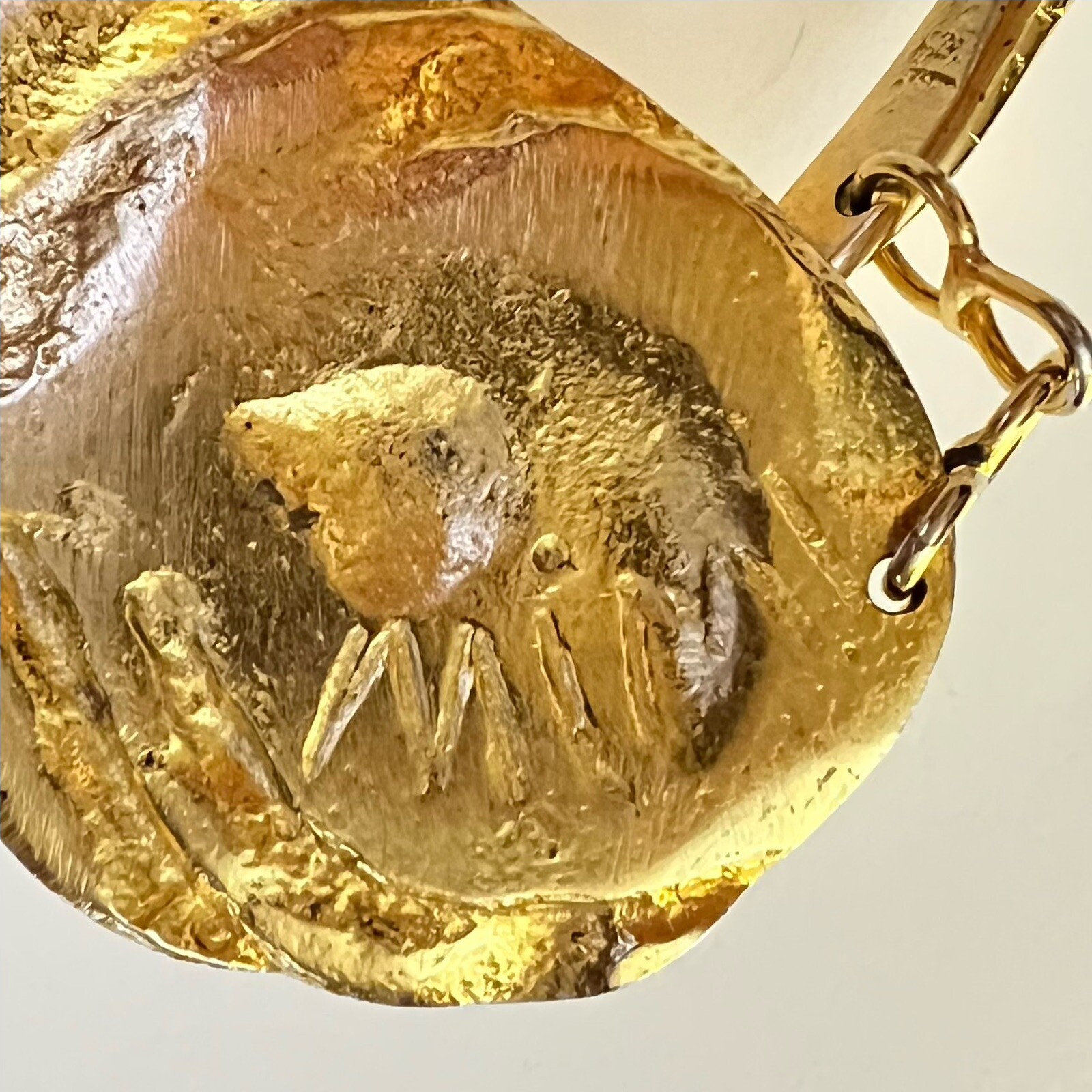 Necklace Designer Mimi Choker 10” Signed Cast Brass Floral Center Vintage