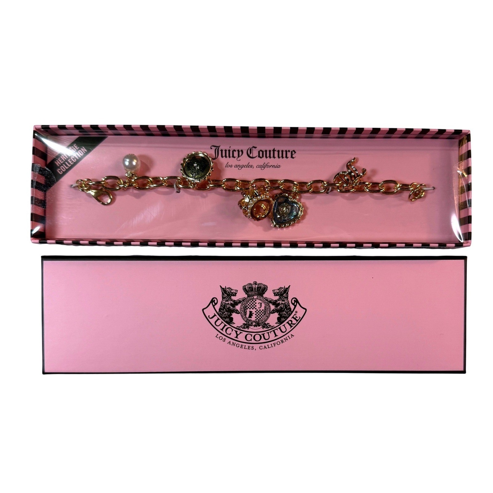 Juicy Couture Charm Bracelet Womens OS Gold Heritage Collection New Y2K McBling