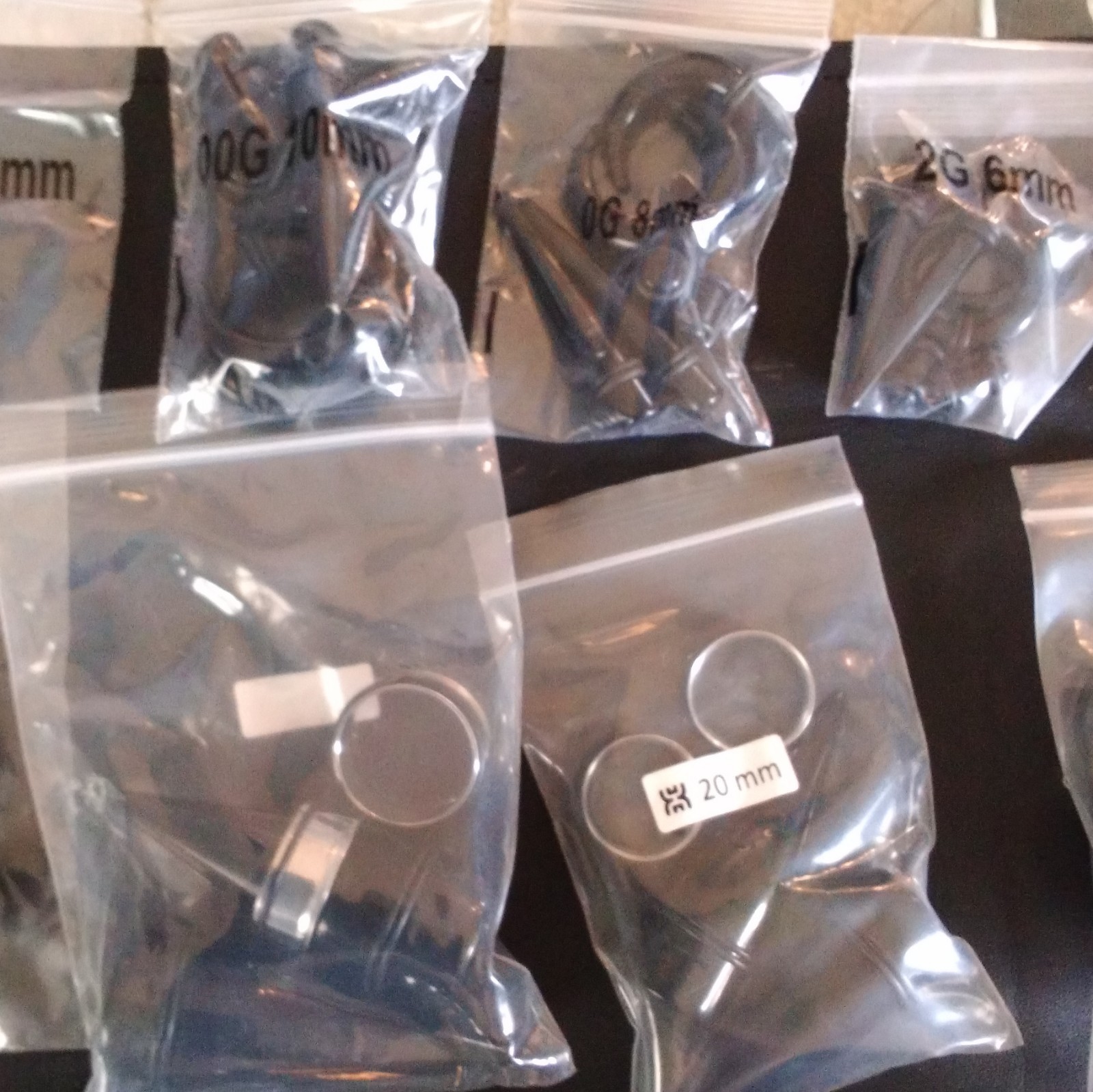 Mixed Lot Ear Plugs Tunnels Tapers Rings, Screw, Acrylic/Stainless, 10-24mm