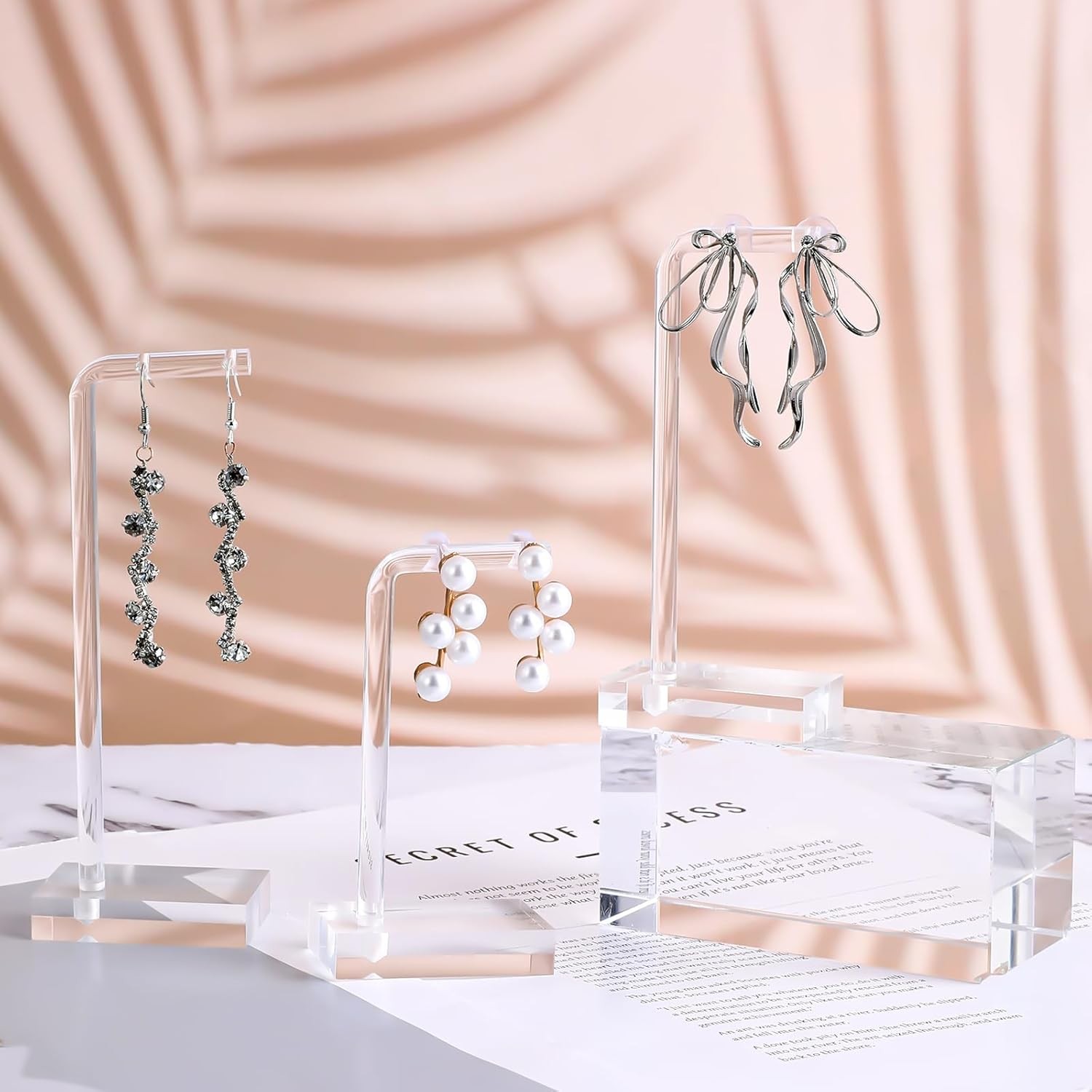 3Pcs Clear Acrylic Earring Display Stand Jewelry Holder Organizer for Earrings