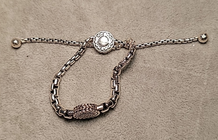 JOHN HARDY JAI Sterling Silver DIAMOND Adjustable SLIDER Pull Chain Bracelet