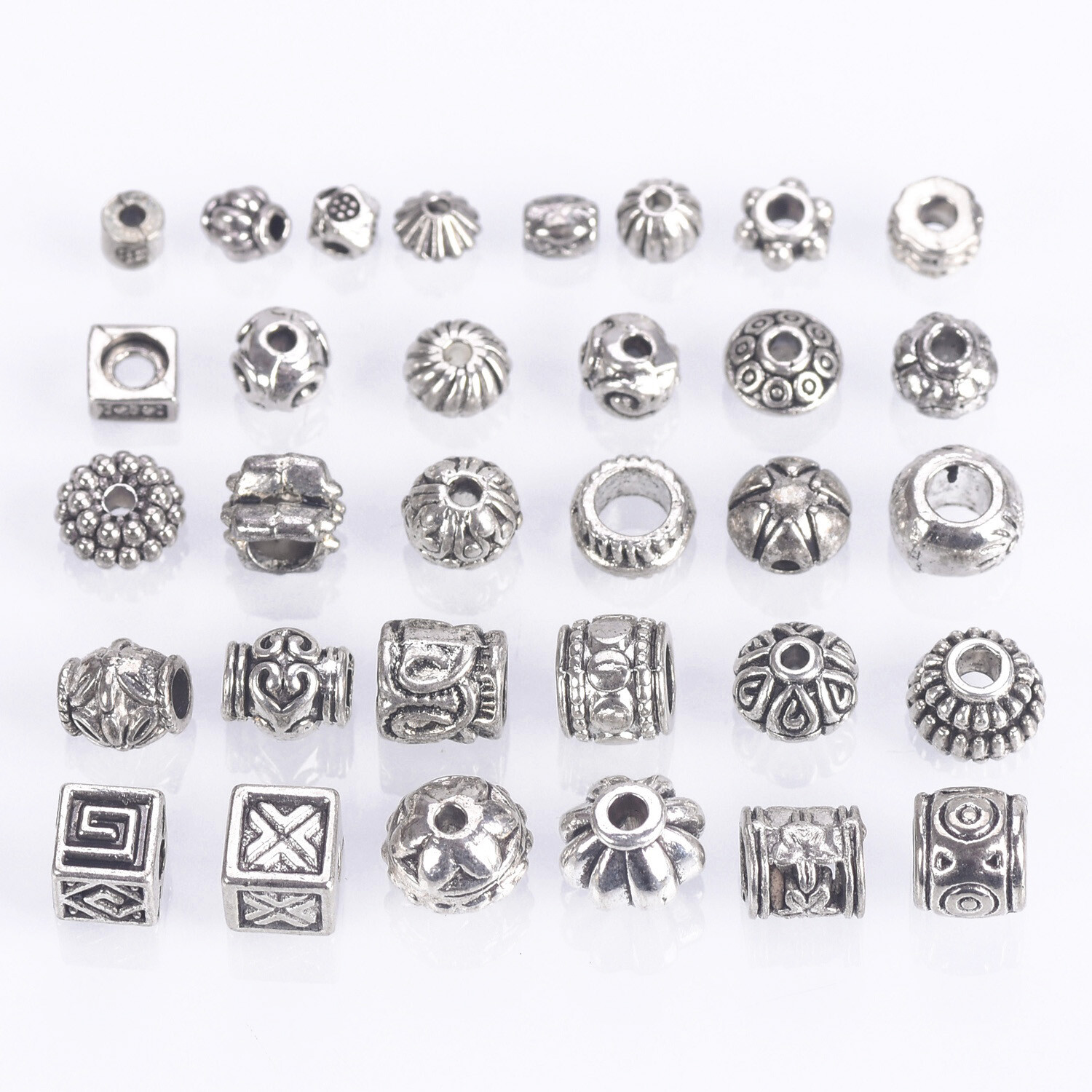 50pcs Tibetan Silver Metal Loose Spacer Craft Beads lot Wholesale Jewelry Making