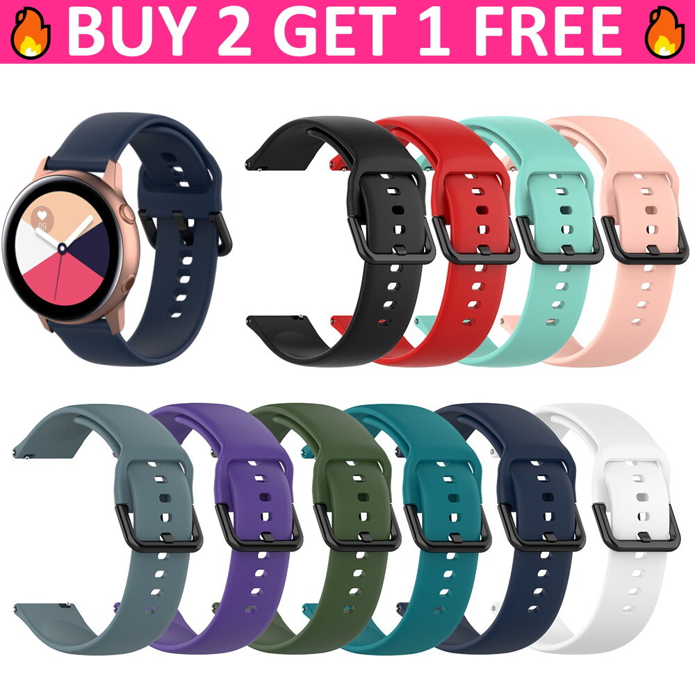 For Samsung Galaxy Watch 3 41mm Active 2 40mm 44mm Silicone 20mm Soft Band Strap