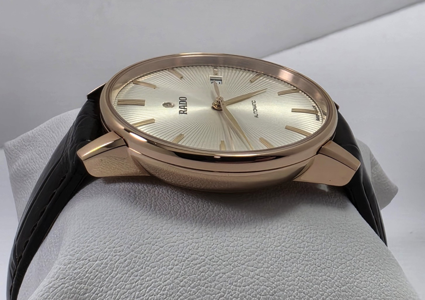 Rado Coupole SWISS Automatic Rose Gold Brown Leather Strap Men’s Watch R22861115