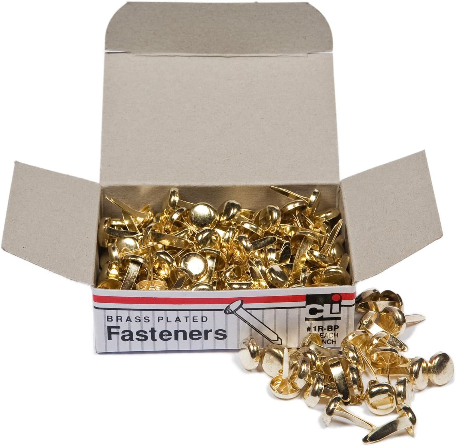 Brass Plated Fasteners Round Head 3/8 Inch Shank 8 MM Head 100 Pack