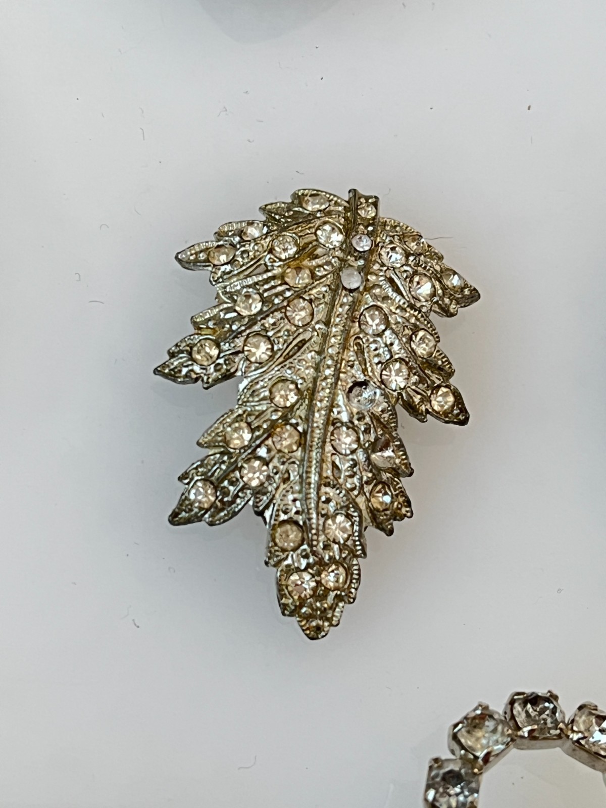 Antique Upcycle Repair Dress Clip, Belt, Shoe Clip Rhinestone Jade Jewelry Lot