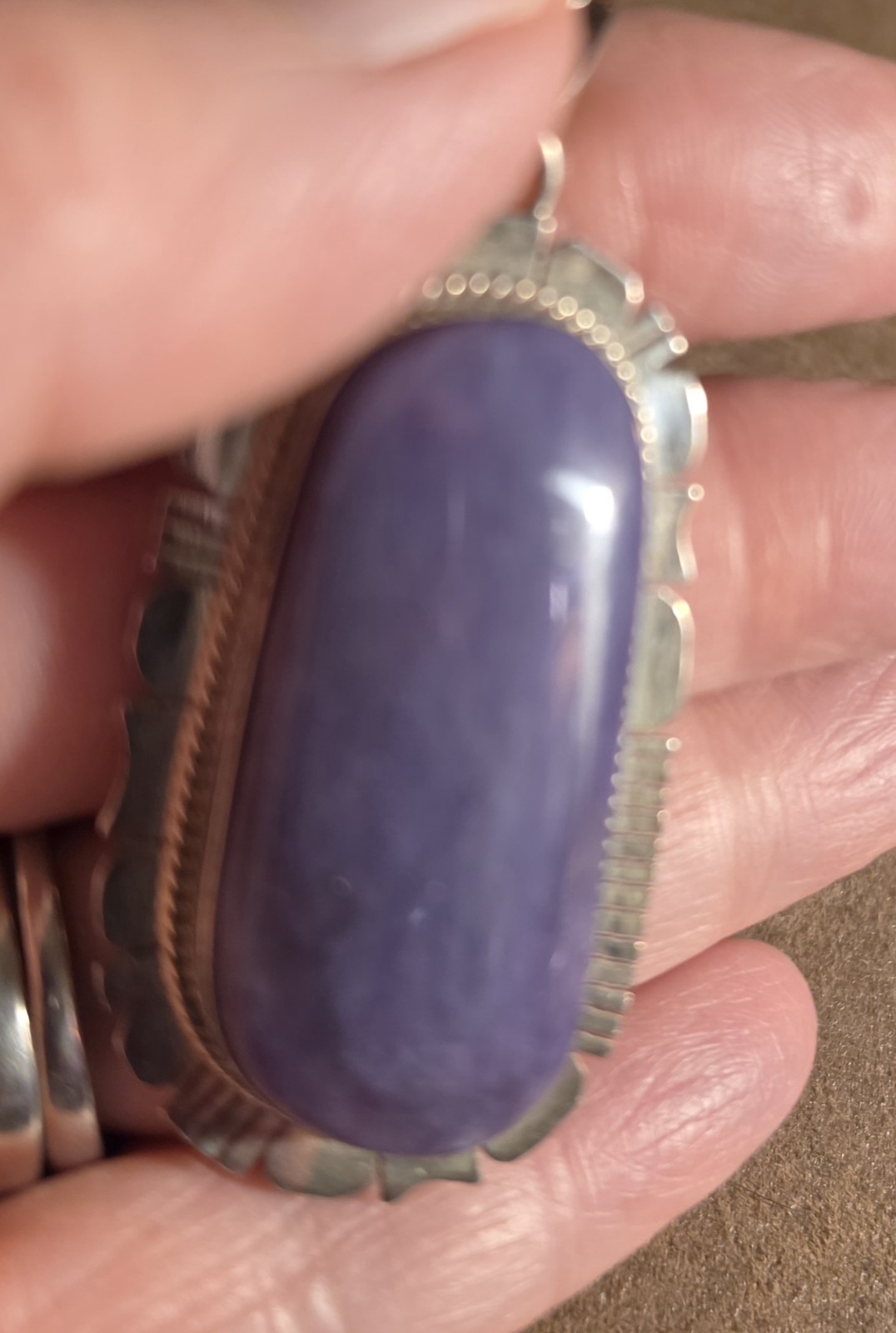 Beautiful Large Navajo Sterling Silver Sugilite Pendant by Kay Yazzie
