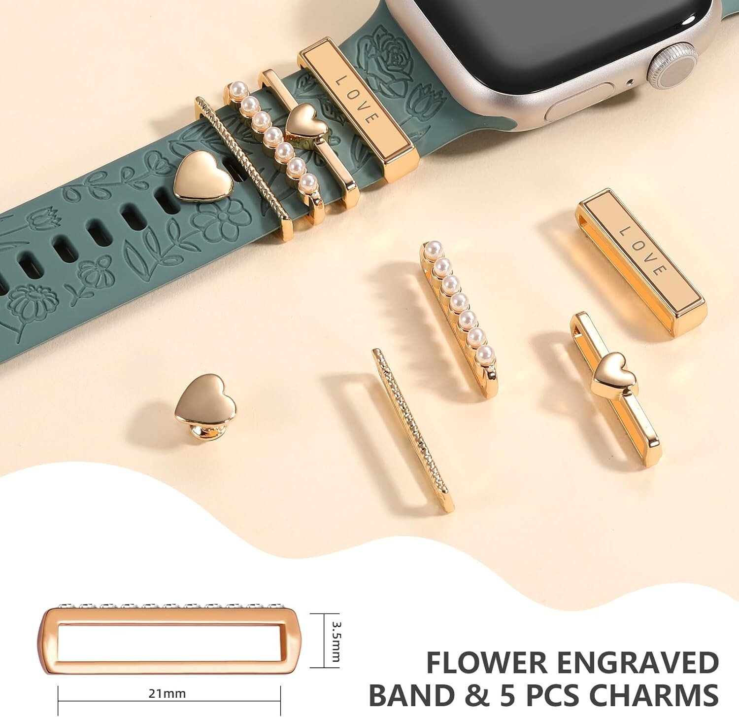 Flower Engraved Band Compatible with Apple Watch Bands for Women 40Mm 38Mm 41Mm