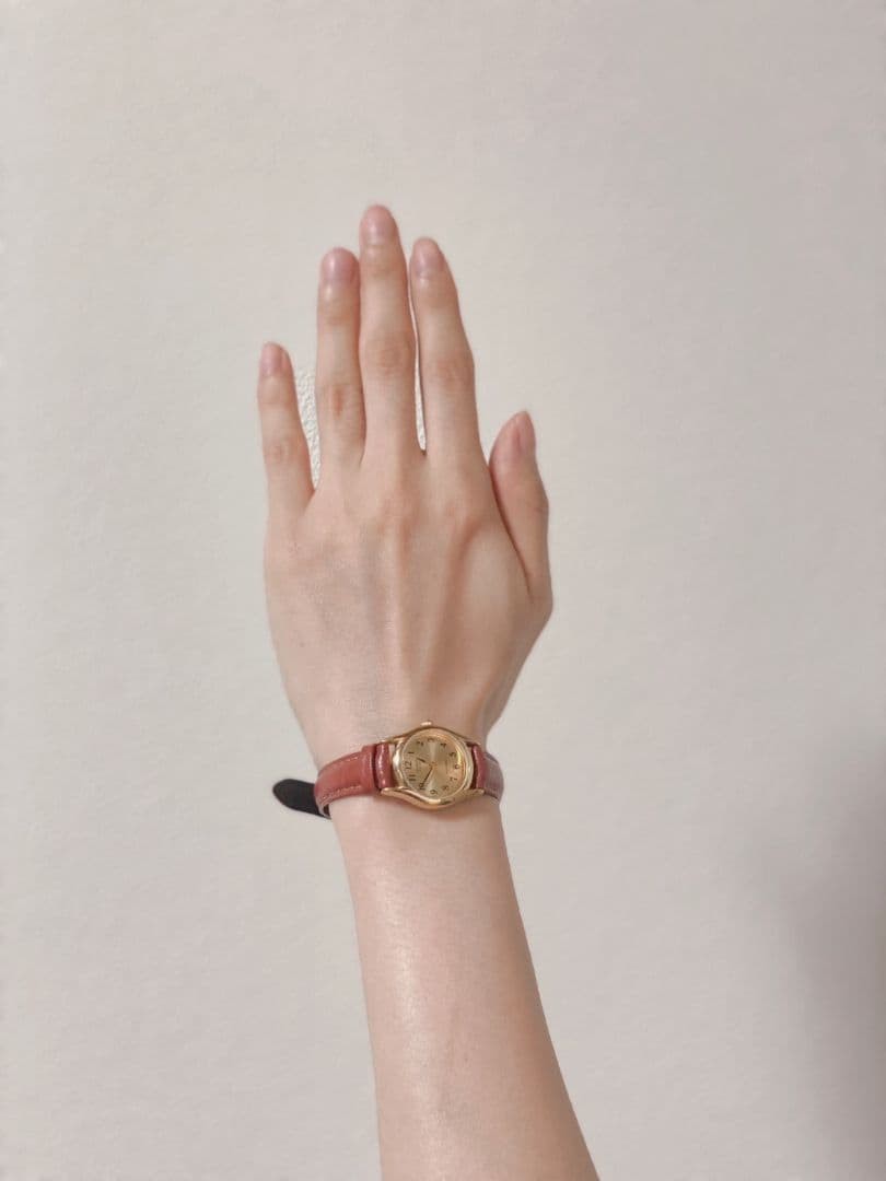 CASIO Quartz Watch, Gold Dial, Red Leather Strap NEW